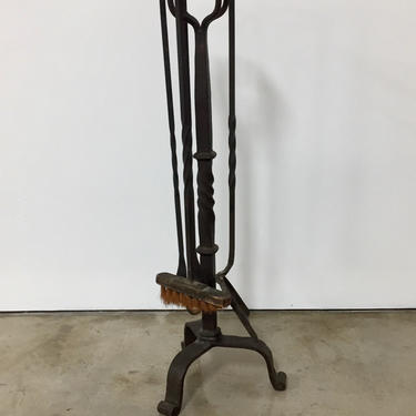 Set of hand forged wrought iron fire tools 
