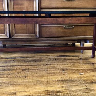 Vintage JENS RISOM console Table in Walnut &#038; Black Lacquer