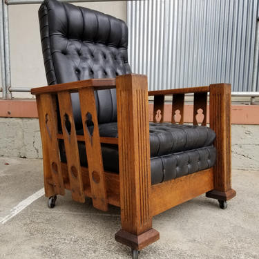 Mission Oak Morris Style Reclining Lounge Chair C. 1915 