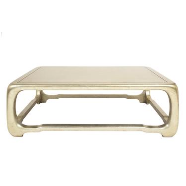 Karl Springer "Chinese Cube Style Coffee Table" in Platinum Leaf 1980s