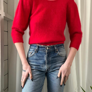 80s Angora Puff Sleeve Sweater