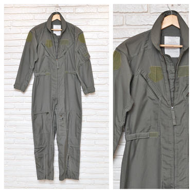 Vintage Army Green One Piece Work Jumpsuit Military Overalls Romper 42 R Unisex L Flyer Coveralls 