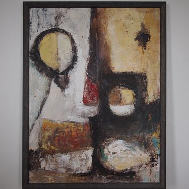 Original Charles Li HIDLEY (Attr.) ABSTRACT PAINTING 19x25&amp;quot; Oil / Canvas, Vintage Mid-Century Modern Art expressionist eames knoll era 