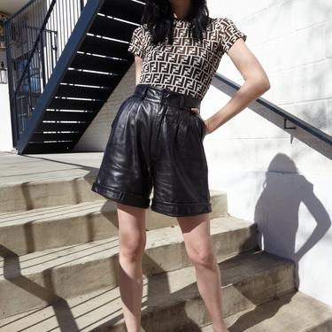 NORTH BEACH 90s Black Leather High Waisted Shorts