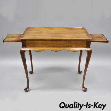 Biggs Furniture Mahogany Queen Anne Style Tea Table with 2 Pull Out Surfaces