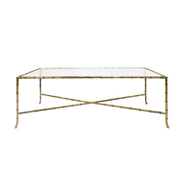 Elegant Coffee Table In Brass With Bamboo Motif 1950s