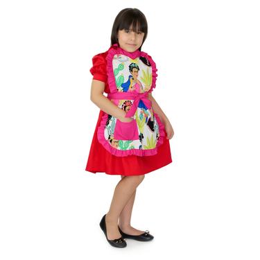 Little Girls Pink Frida Apron One Size Fits Ages 2-10 