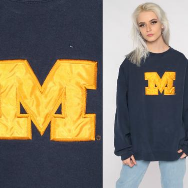 University of Michigan Sweatshirt 90s College Shirt Baggy Jumper 1990s Vintage Michigan Wolverines Shirt Graphic Russell Extra Large 2xl xxl 