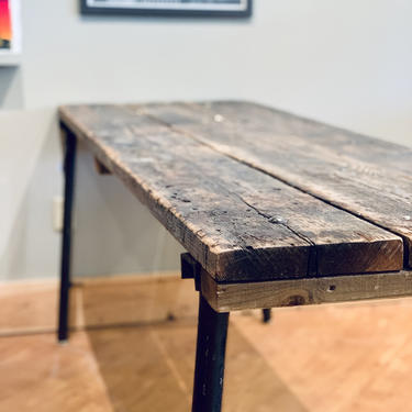 7 Foot Farm Table | Antique Reclaimed Wood Table | Farm Table | Rustic Industrial Table | Pipe Leg Table | Console Table 