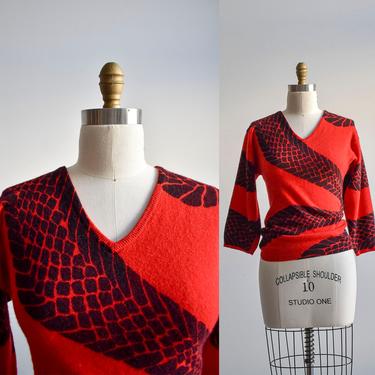80s Red & Black Snake Sweater 