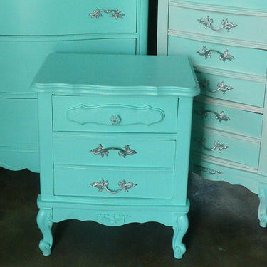 B E D S I D E Table French Provincial Custom PAINT to ORDER Vintage Poppy Cottage Painted Furniture 