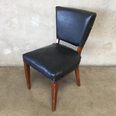 Vintage Genuine Leather Nailhead Desk Chair