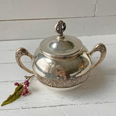Vintage Diamond Metal Dish With Lid, Sugar Dish // Rustic, Farmhouse, Shabby Chic Silver Teapot, Tea Lover // Perfect Gift 