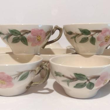 Vintage 1950s Mid Century Franciscan Desert Rose Single Teacups Hand Painted California Pottery Ceramics Gladding McBean & Co USA 