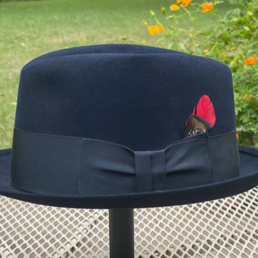 Vintage Black Dobbs Fifth Avenue Fedora Hat Size 7 1/2 