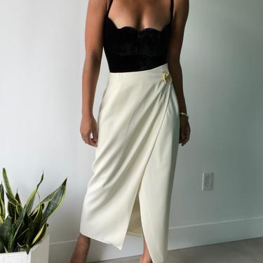 vintage minimal column askew wrap skirt 