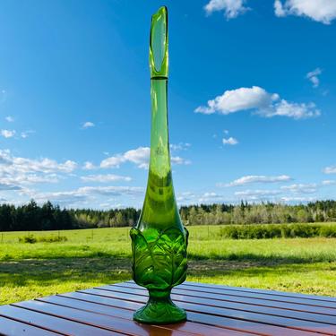 Mid Century Vase Swung Glass Viking Leaf Base Glass 