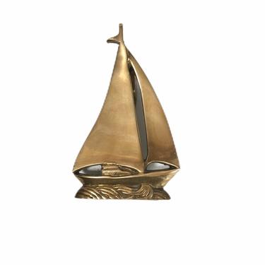 Vintage Brass Sailboat Nautical Door Knocker 