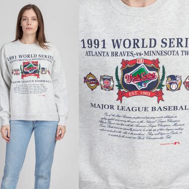 1991 Minnesota Twins World Series Sweatshirt - Medium to Large | Vintage 90s Unisex MLB Baseball Graphic Pullover 