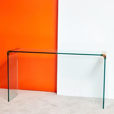 Waterfall Brass and Glass Console Table