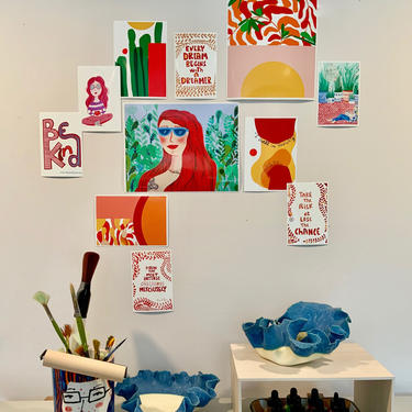 Photo wall Kit | 10 print pack | Red photo wall bundle |cubicle decor | Dorm room wall kit 