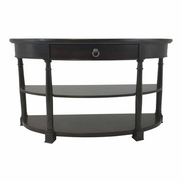 Transitional Single Drawer Dark Wood Demi-Lune Console Table