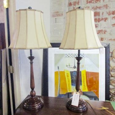 PAIR OF TALL CARVED WOOD LAMPS