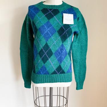 Vintage 1980s NWT Wool Argyle Sweater / S/M 