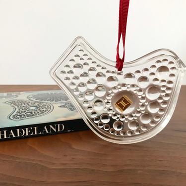 Vintage Hadeland Scandinavian Glass Sparrow Ornament 