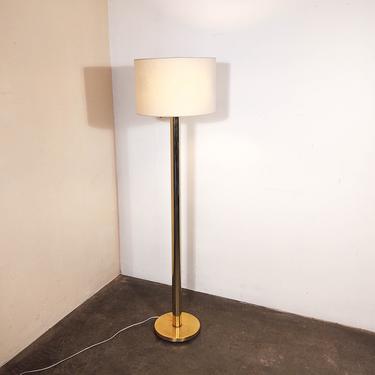 Vintage Brass Floor Lamp with Drum Shade 