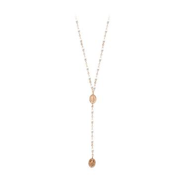 Classic Madone Rosary Necklace - BLACK + ROSE GOLD
