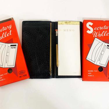 Vintage Secretary Wallet Memo Pad Pencil Cover Black Wallet NOS Deadstock Vinyl Mid-Century MCM Purse 1950s 1960s Office Decor Artmark Japan 