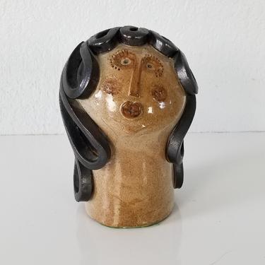 Mid-Century Art Pottery Female Bust Sculptural Planter / Vase . 