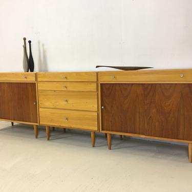 Trio of Mid Century Birch Cabinets for Workbench 