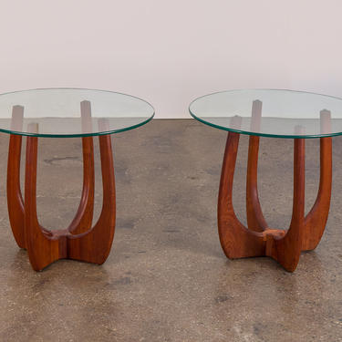 Pair of Adrian Pearsall Round Glass Side Tables 