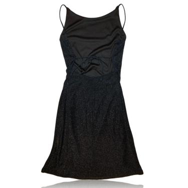 90s Backless Mini Dress // Tie Back Shiny Black Metallic // Short Cocktail Dress // Formula X // Size Small 
