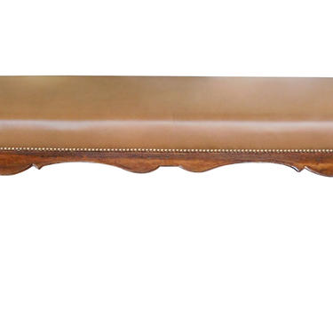 Long Italian Rococo Style Bench with Leather Upholstery
