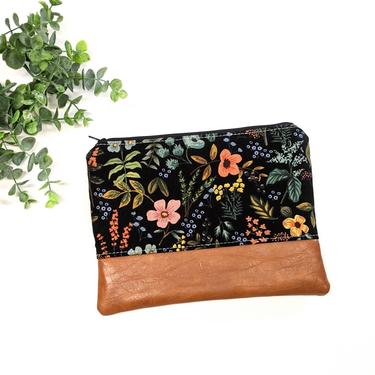 Rifle Paper Makeup Bag: Midnight Amalfi Herb Garden/ Travel Pouch/ Vegan Leather 