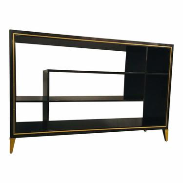 Thomas Pheasant for Baker Furniture Modern Dark Wood and Gold Nina Console Table