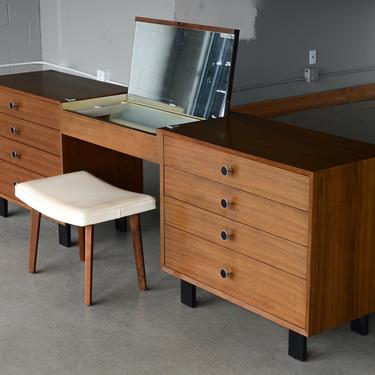 1950's George Nelson for Herman Miller Walnut Dressers and Vanity Set 