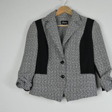 90s Black & White Tweed Jacket- Jacket and Skirt Set 