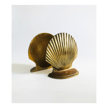 Vintage Brass Seashell Bookends 