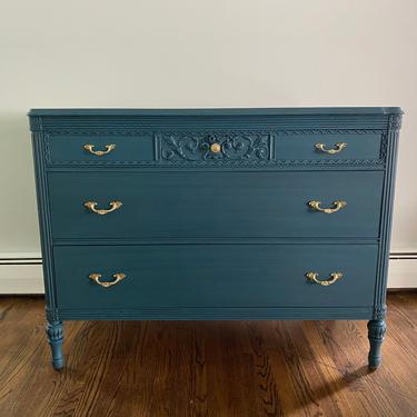 Vintage Blue/Black Large Dresser/Changing Table 