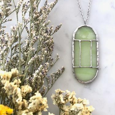 Art Deco Stained Glass Oval Necklace | Cathedral Necklace | Glass Necklace | Glass Pendant | Vintage Style Necklace | Oval Necklace 