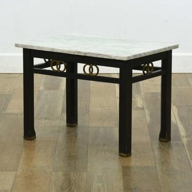 Art Deco End Table W Italian Marble Top