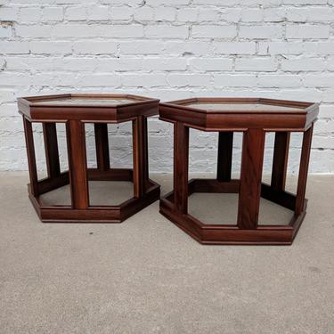 Mid Century Modern Pair of Saltman Hexagonal Side Tables 