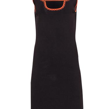 BCBG Max Azria - Brown Sleeveless Midi Dress w/ Orange Trim Sz L