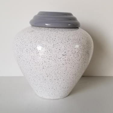 1980s Modernist Art White Ceramic Glaze Vase. 