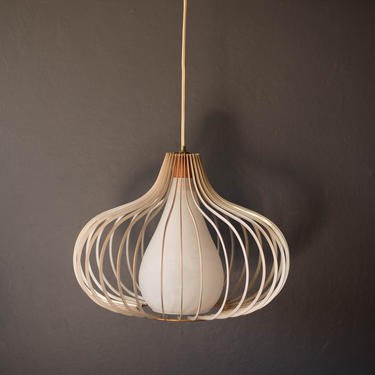 Mid Century Wire and Glass Pendant Lamp 