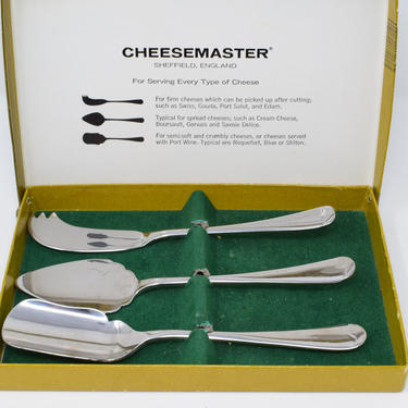 Set of 3 Stainless Cheese Knife Set from Sheffield, England (in original box) 